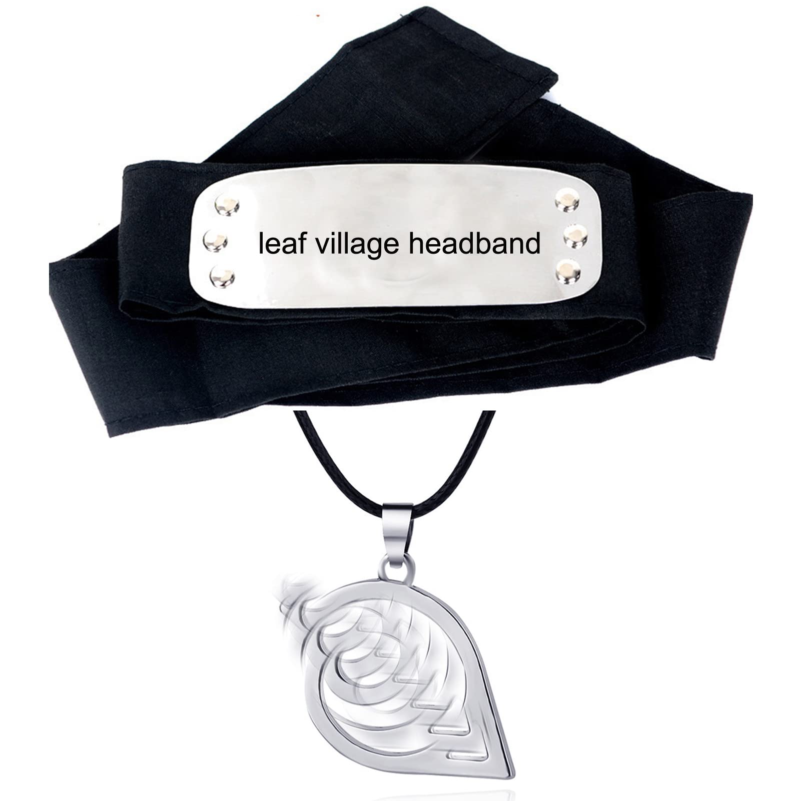 GIRCSS Cosplay Headband, Leaf Village Headband with Ninja Necklace for Ninja Themed Party, Costume, Fit for Kids/Adults