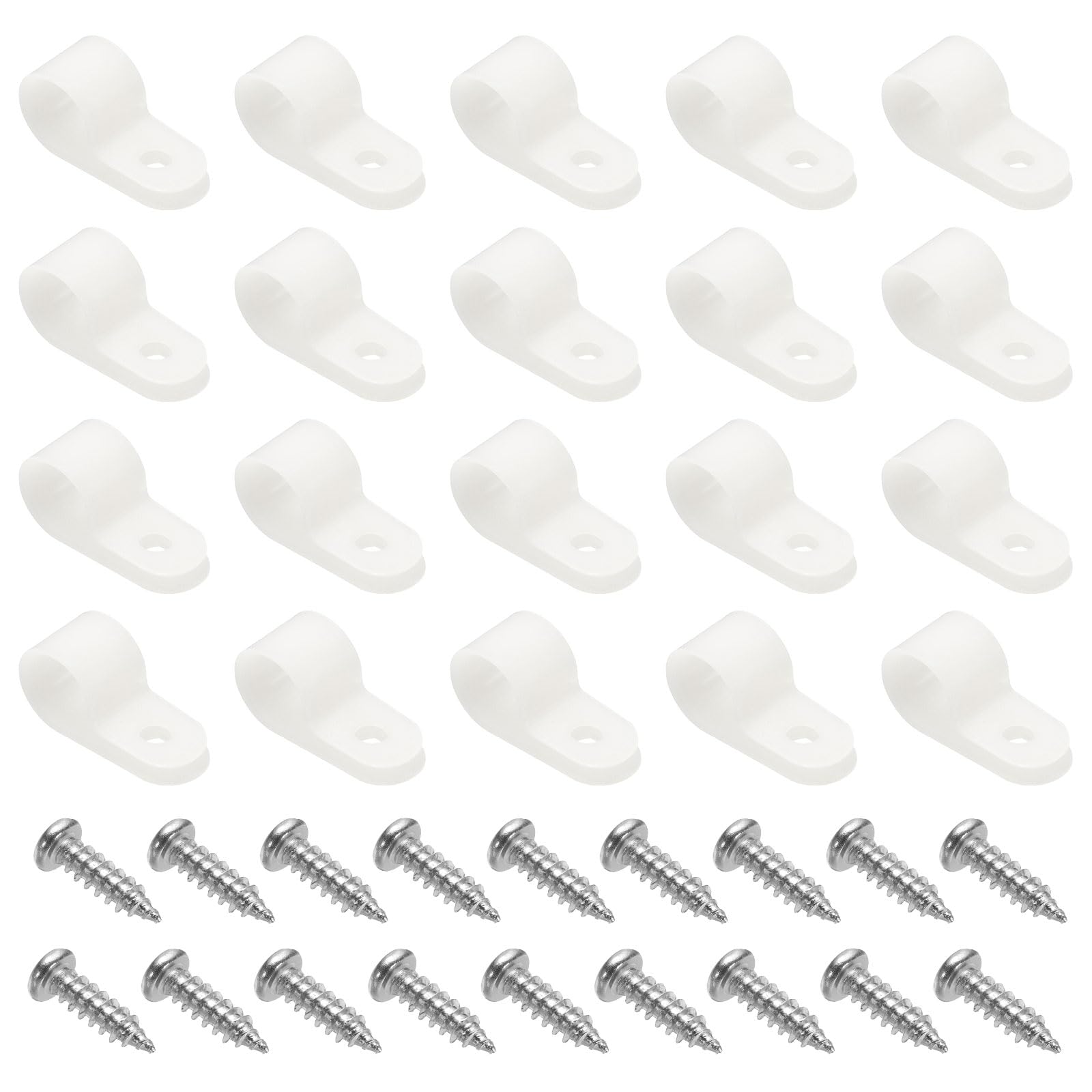 16mm Nylon R Type Cable Clip Wire Clamp With Screws Black 100pcs...