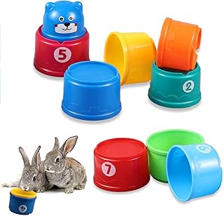 8Pcs Stacking Cups for Rabbits, Colorful Stack Up Bunny Cups Stackable Nesting Rabbit Toy Rabbit Foraging Toy for Small Animals Bunnies