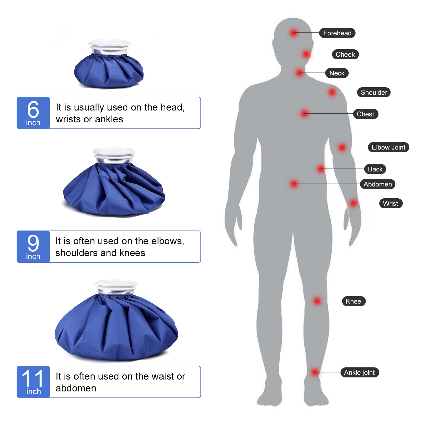 Kühlakkus für Verletzungen, wiederverwendbar, neue Generation, verdickende Physiotherapie, Kältepackungen für Verletzungen, Größen (15,2 cm, 22,9 cm, 27,9 cm) für Körperschmerzen, langlebig und