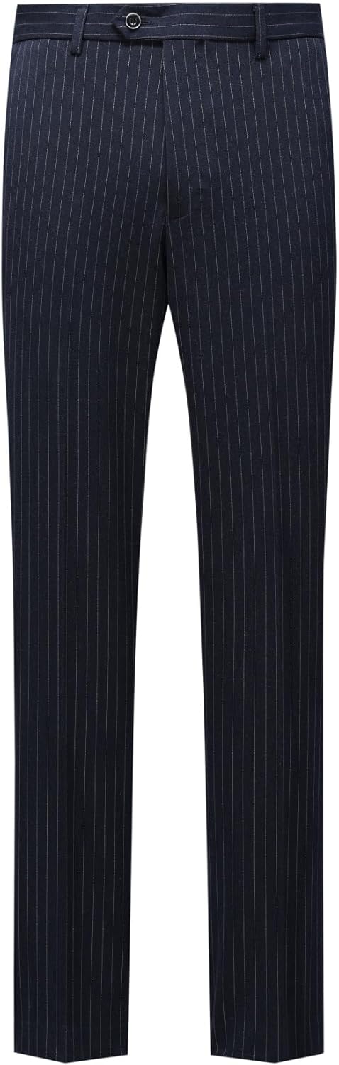 Cloudstyle Men's Vertical Stripe Dress Pants Solid Straight Leg Business Formal Trousers