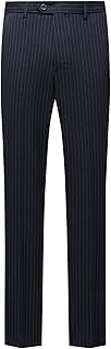 Men's Vertical Stripe Dress Pants Solid Straight Leg Business Formal Trousers