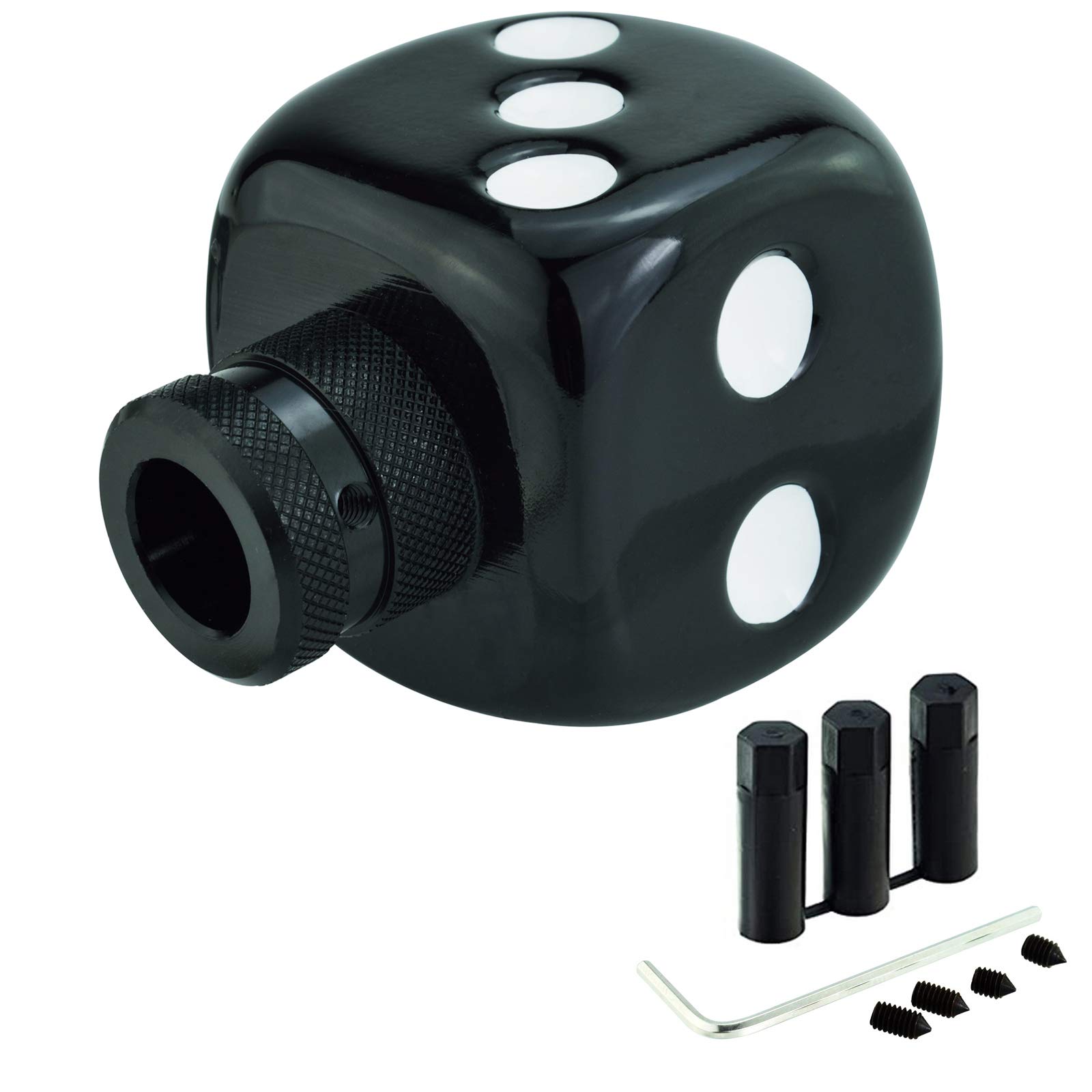 Lunsom Shifter Stick Knob, Dice Shape Shift Head Resin Shifting Lever Handle Car Transmission Fit Most Automatic Manual Vehicle (Black&White)