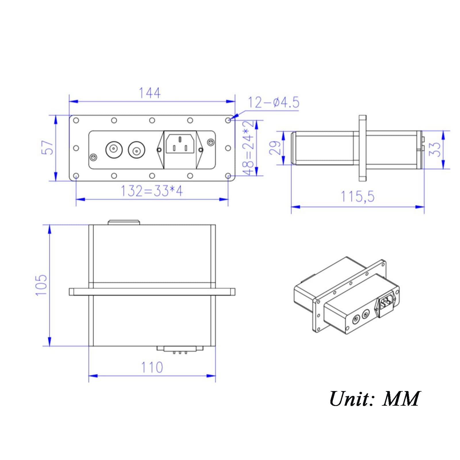 Filtro EMI TOJOIN con interfaces AC-DCx2 para prueba de comunicación inalámbrica 800-8000MHz