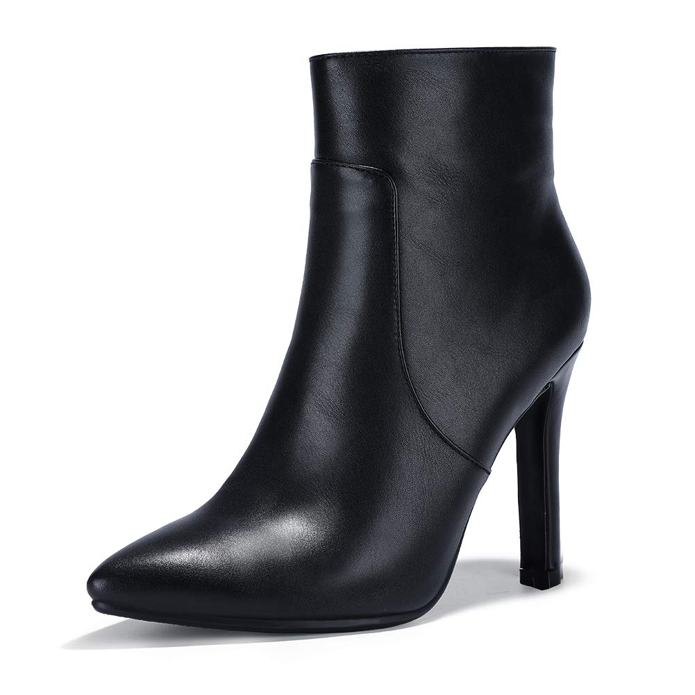 IDIFU Ankle Boots for Women High Heel Pointed Toe Boots Side Zipper Stiletto Booties