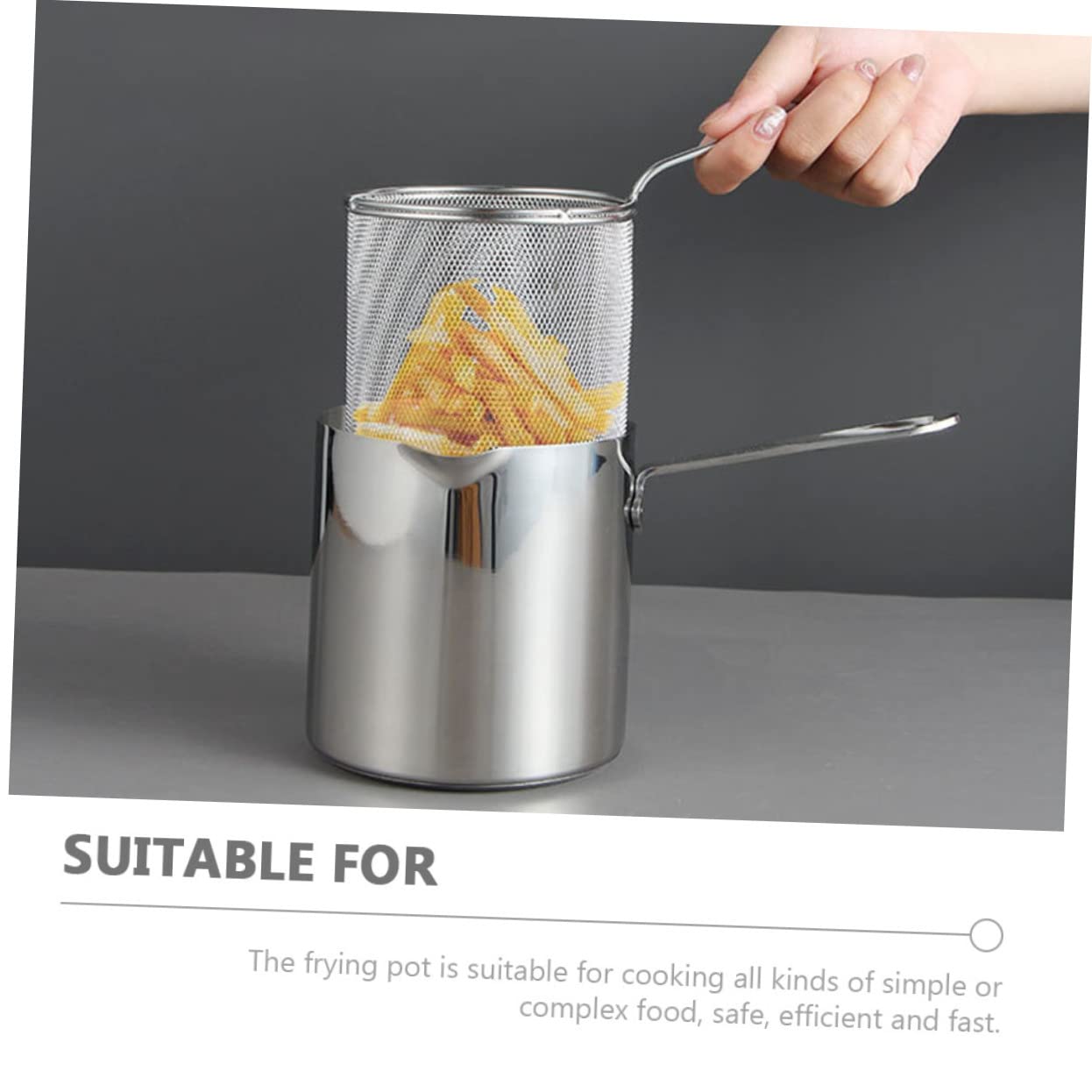 MAGICLULU Mini Turkey Fryer Pot Japanese Style Frying Pot with Filter Oil-saving Stainless Steel Deep Frying Pan