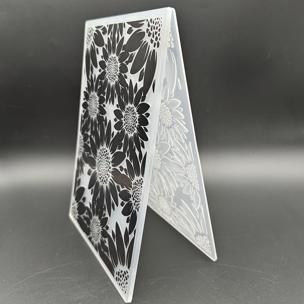 Plastic Embossing Folder (5 Inch x 7 Inch | Big Flowers Pattern) Paper Crafts Plastic Textured Impressions for Card Making Scrapbooking