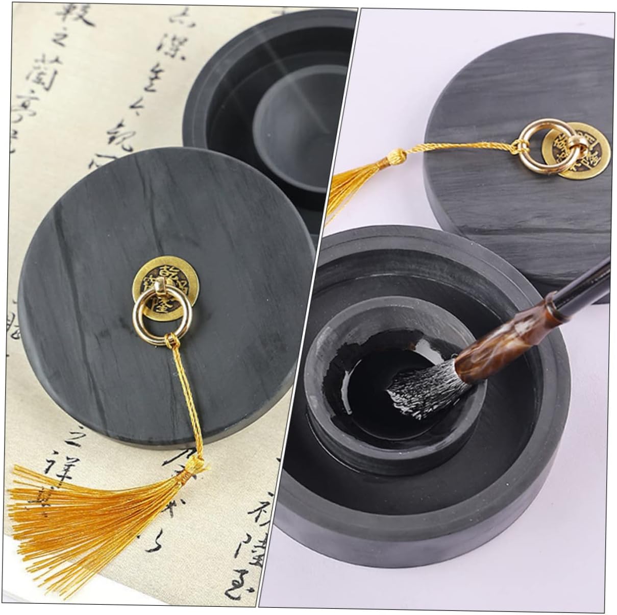 EXCEART Lidded Anti-Evaporation Inkstone for Calligraphy Practice Inkslab with Moisture Preservation Durable Material Easy to Clean for Traditional Chinese and Japanese Writing