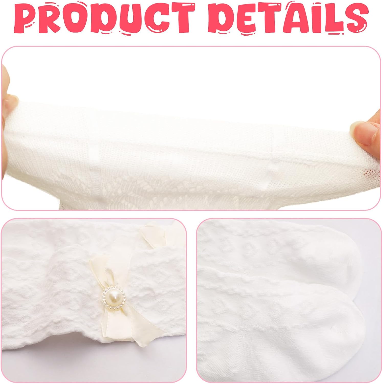 3 Pair Baby Girls Cotton Tights with Bowknot Thin Hollowed Mesh Lace Stockings Toddler Footed Leggings Pantyhose