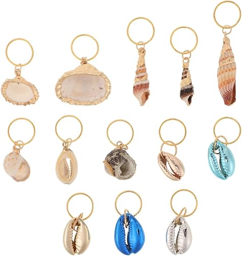 HEALLILY Beavorty - 13 piezas de anillos para el cabello, colgantes de joyería con concha de océano, accesorios para el cabello, puños para el