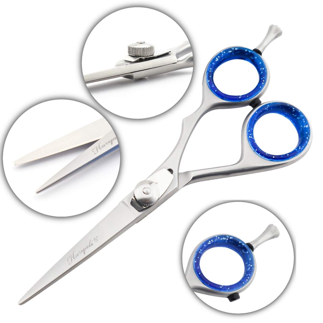 Haryali London Professional Barber 5" Hairdressing Scissors Stainless Steel Hair Cutting Salon Shears with Adjustable Screw & Razor Sharp Edges