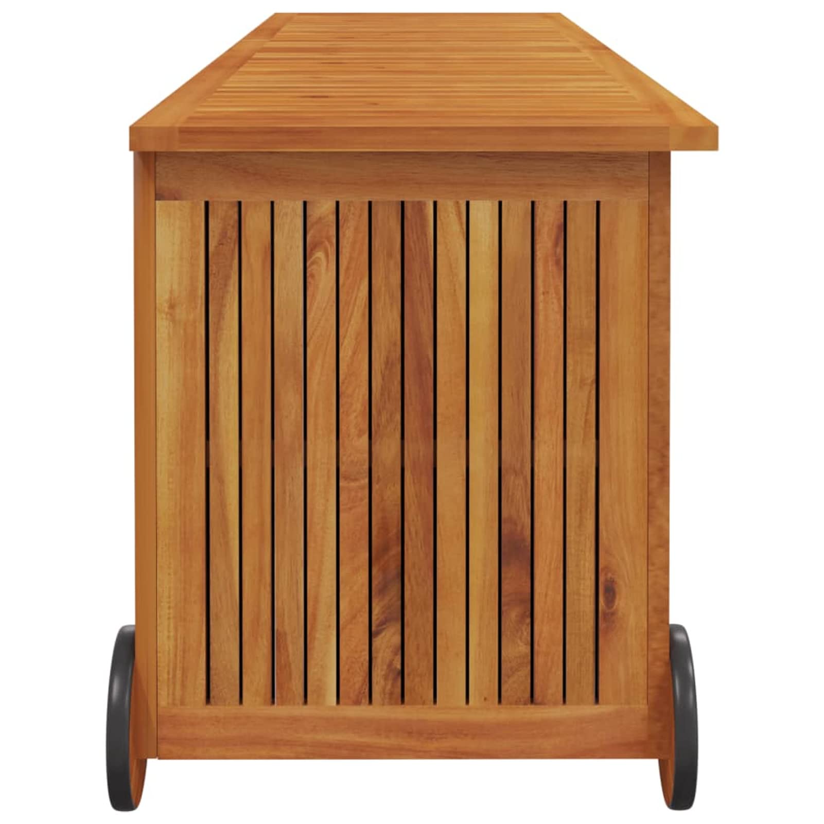 IKAYAA Baúl de Jardín de Madera de Acacia, Arcón Exterior, Caja de Almacenamiento con Bolsa Interior Resistente al Agua, Organizador Herramientas, 150 x 50 x 58 cm