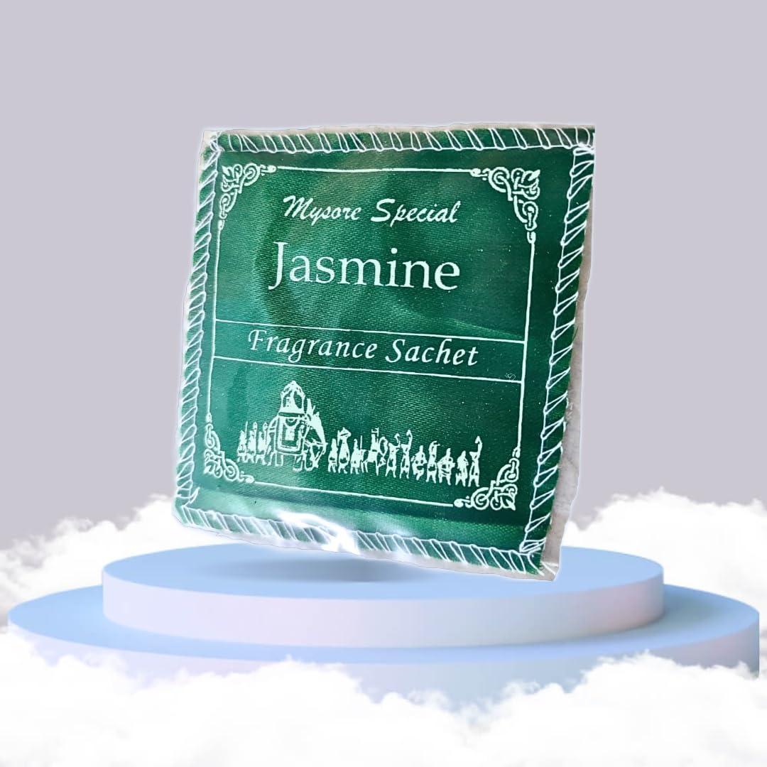 Mysore Jasmine Fragrance Sachets (6-Pack) -Eco-Friendly Cloth Pouch - Long-Lasting Freshness for Wardrobe, Closet, Drawers, and More 1