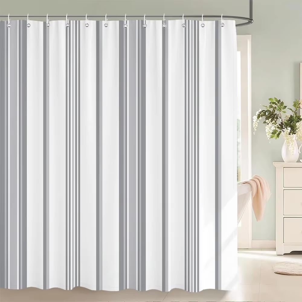 Moderner, minimalistischer Duschvorhang aus Polyestergewebe mit Haken – EIN dekorativer Blickfang für jedes Badezimmer 240x210cm/94x83in(BxH)