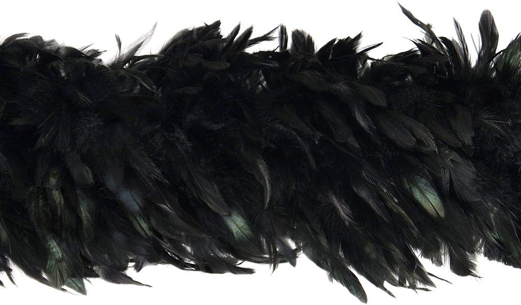 ZUCKER - Schlappen Feather Boa - 8" Long Large Dress Up Party Costume Accessory - Black Iridescent