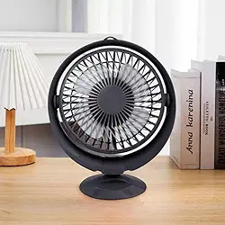 Mini Ventilador de Mesa Portatil Preto Usb 17,5cm Leve Silencioso Com Desgne Compacto E Inclinação Ajustável.