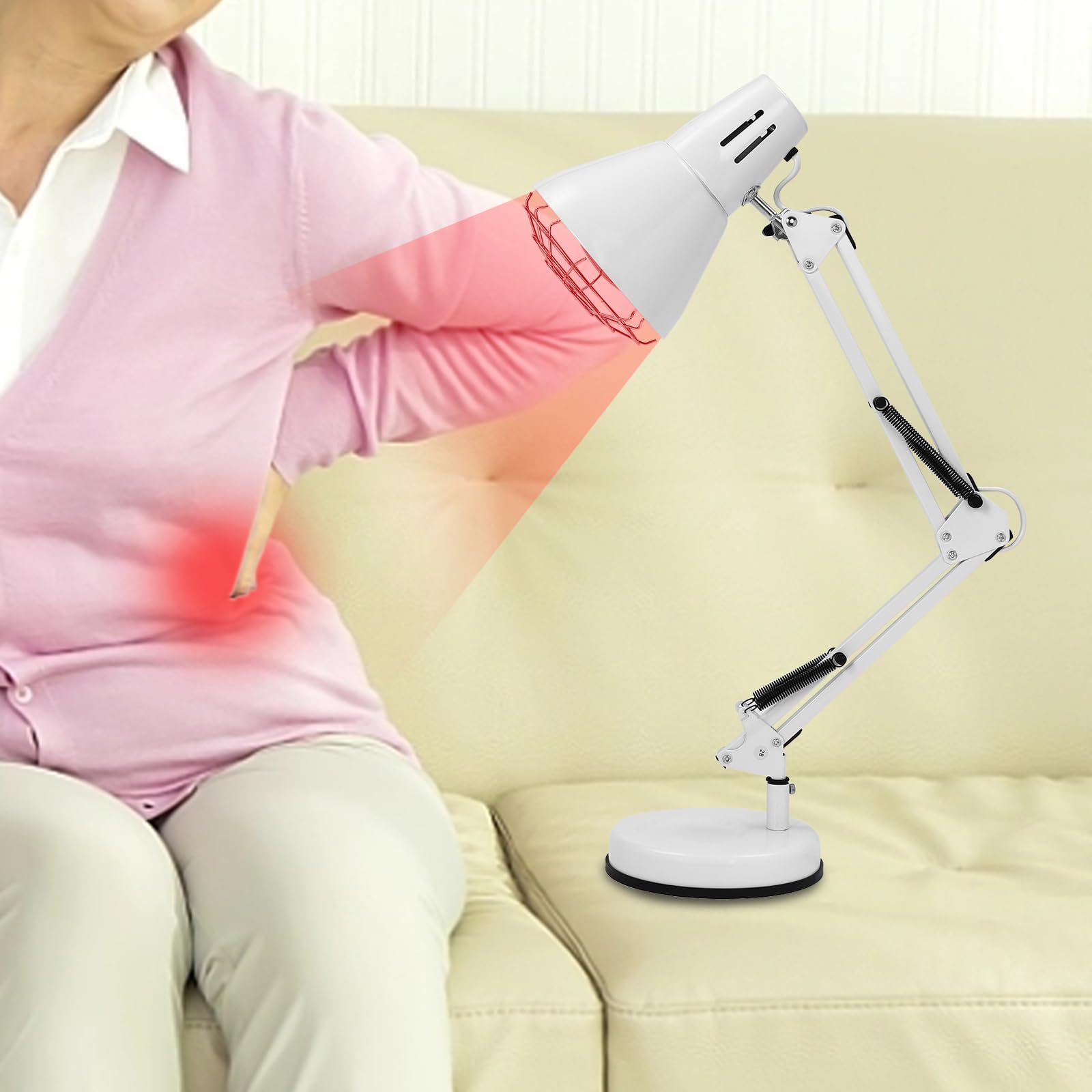 Czerwone światło lampa na podczerwień 150 W, czerwone światło, lampa ciepła z 9 poziomami temperatury i timerem, lampa na podczerwień, medyczna do salonu masażu, regulacja wysokości