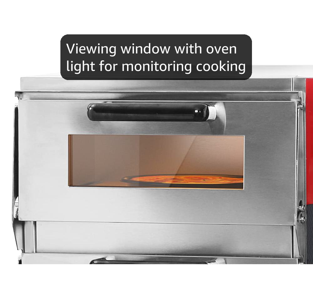 CROSSON ETL listed Commercial Double Deck 16 inch Countertop Electric Pizza Oven with pizza stone, Multipurpose Indoor Pizza oven for Restaurant use,120V/3200W
