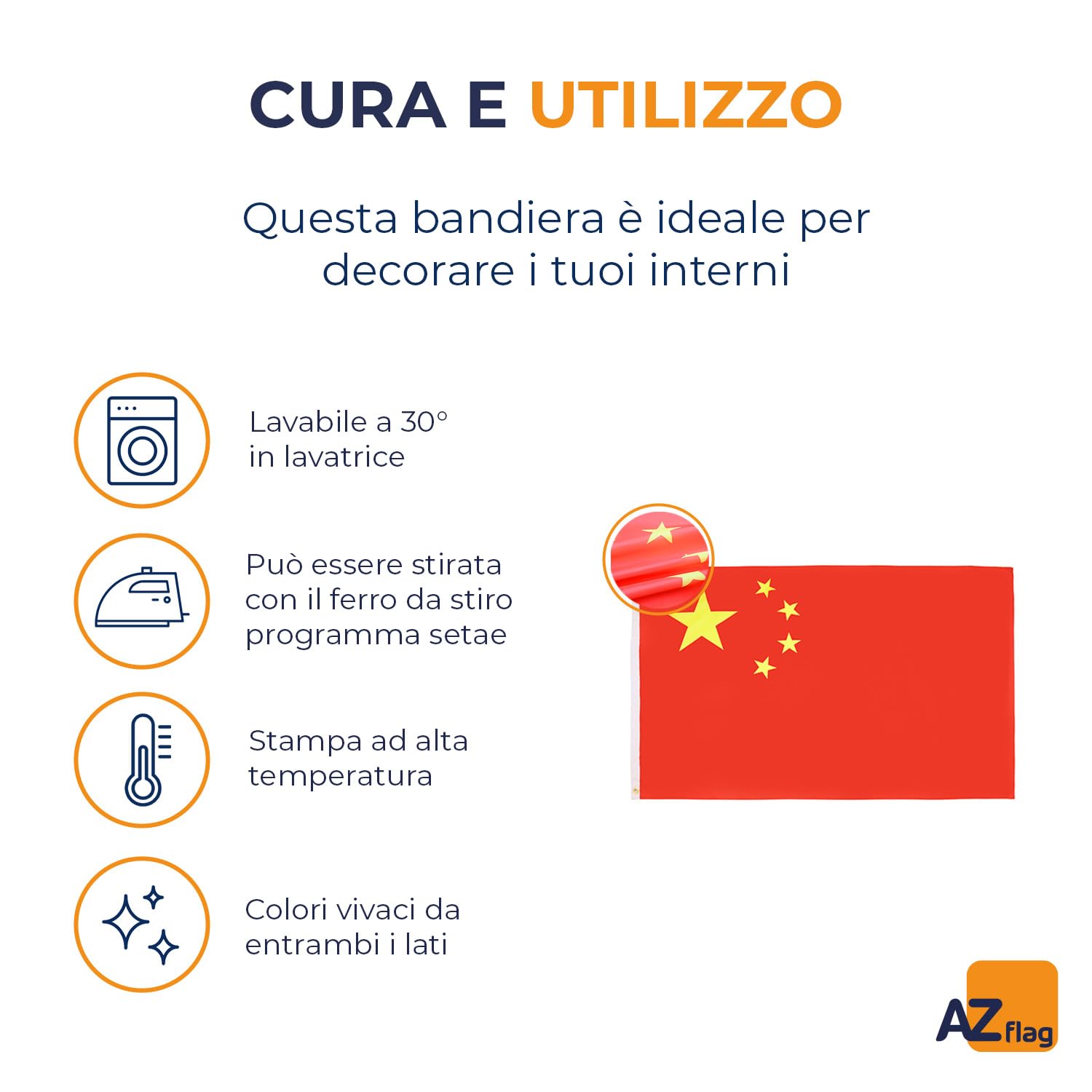 Bandiera Cina Con Bastone In Legno 12x18 Pollici - 100D Poliestere - Trade Winds