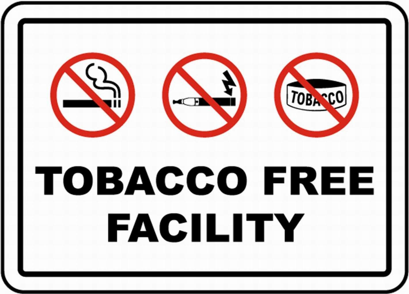 Amazon.com: Tobacco Free Facility Sign Safety Sign Tin Metal Warning Sign  Notice 8x12 by PaBoe : Home & Kitchen
