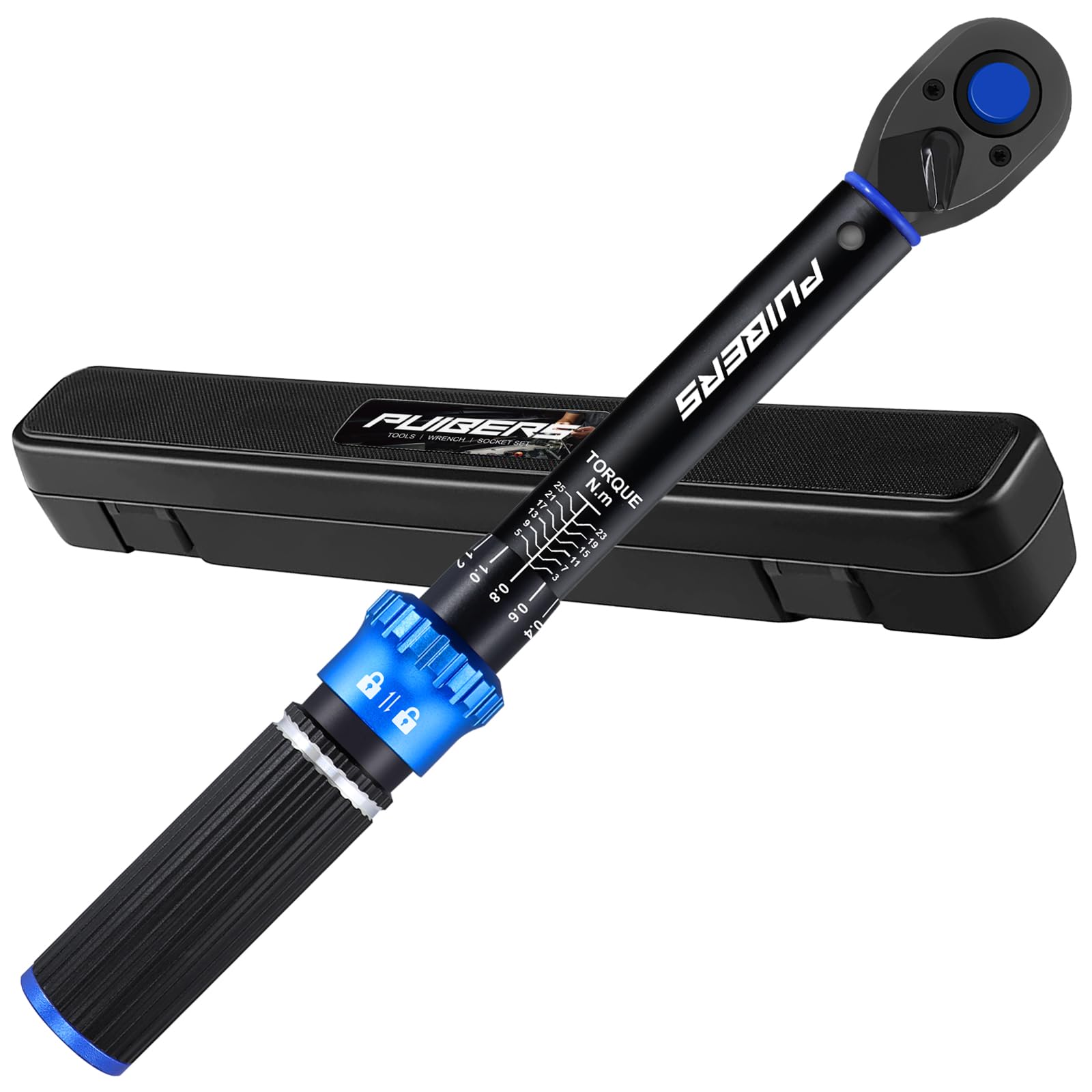 PUIBERS Bike Torque Wrench 1/4 3-25 NM/22.6-221.3 in.LB, Dual-Direction Adjustable 72 Tooth Drive Small Newton Meter Torque Wrench for Bike, Motorcycle and Car with Calibration Certificate