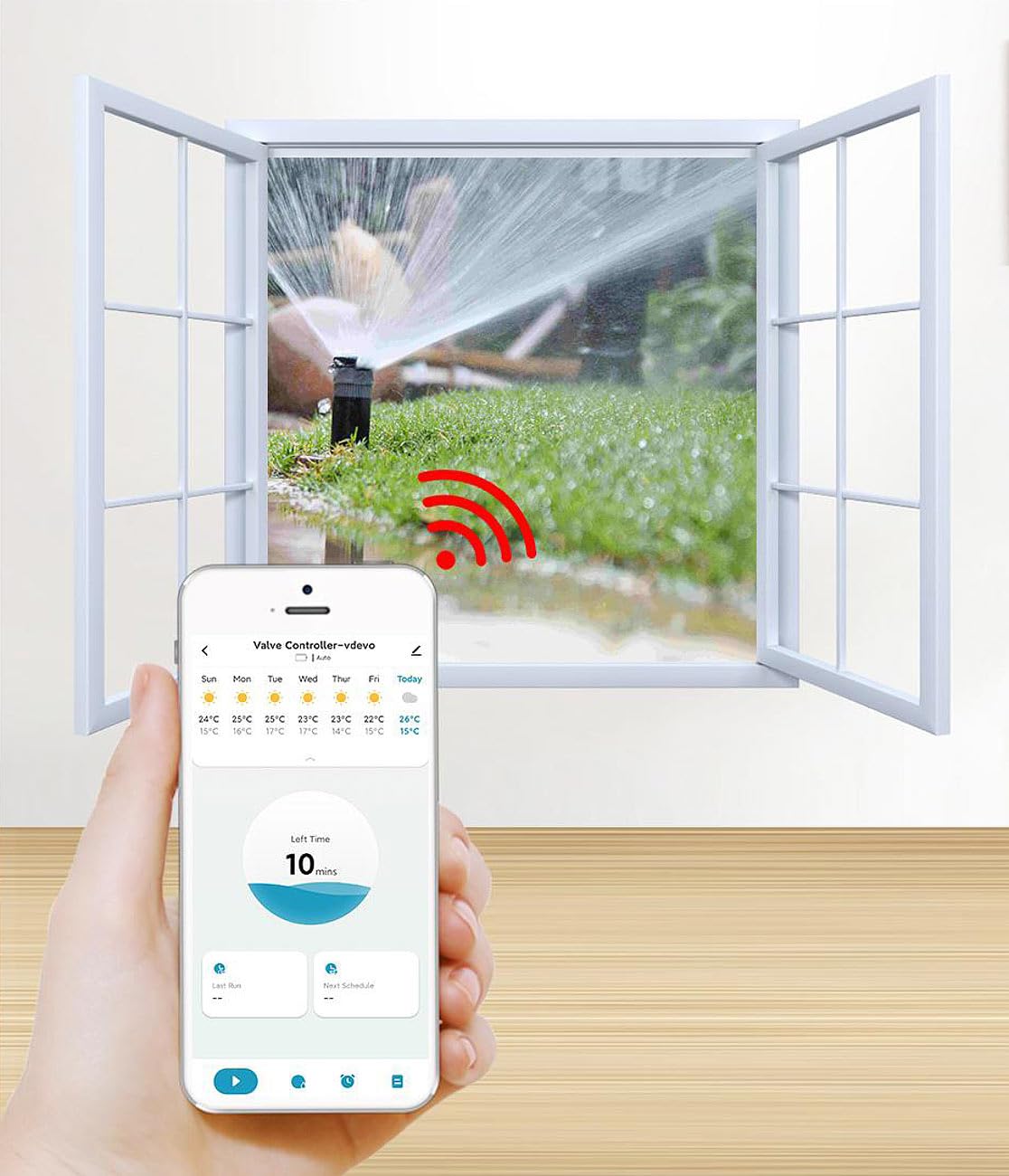 Luminea Home Control Ventil: ZigBee-Bewässerungscomputer + Boden-Feuchtigkeits- & Temperatursensor (Wasserzähler Gartenschlauch, Bewässerungssteuerungen ZigBee, Timer)
