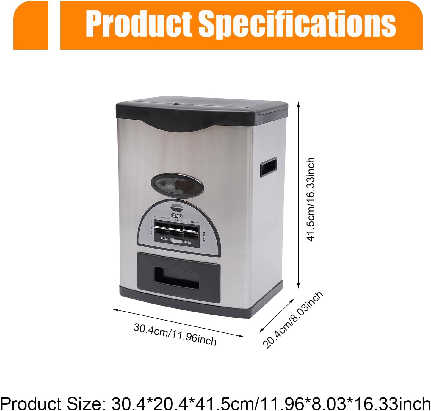 Rice Dispenser, 22 lbs Large Capacity Stainless Steel Rice Dispenser Rice Storage Container Food Storage Bucket Kit for Homes Restaurants Pantry Household & Rice Stores (Black)