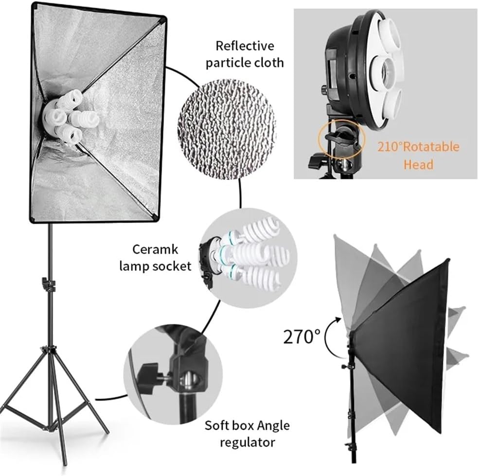 Four Lamp Softbox Kit Photographic Lighting Soft Box Lightings Camera Photo Accessories image 4