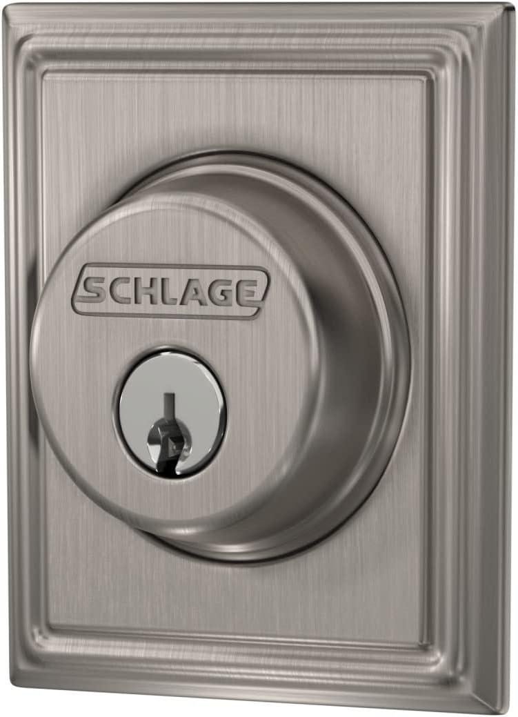 Schlage B60 N ADD 619 Deadbolt with Addison Trim, Keyed 1 Side, Highest Residential Security, Satin Nickel