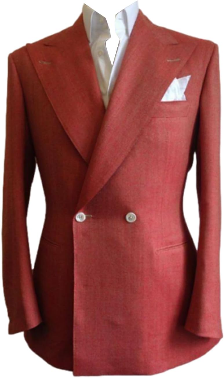 Men's Double Breasted Buttons Blazer Casual Daily Suit Jacket Peak Lapel Coat