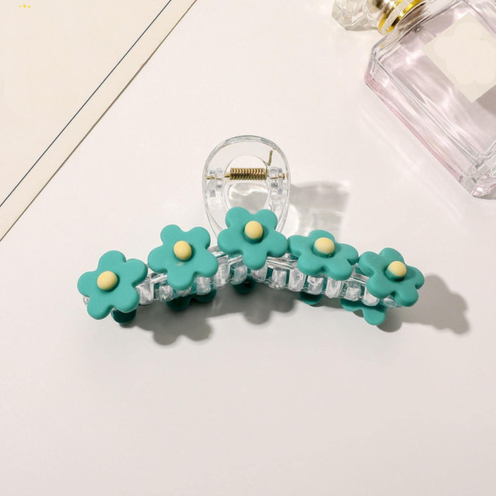 Lmjnl Girls 3 Korean Acrylic Hairpin Feminine Temperament Sweet Back Of Head Curling Hair Clip Colorful Flower Shark Clip Headdress Gift