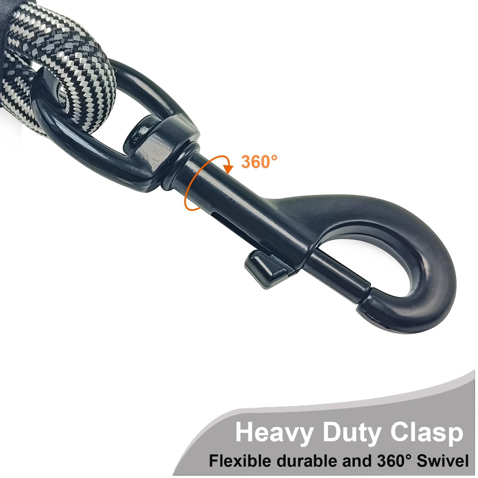 BTINESFUL Long Dog Leash, 10/15/20/30/50FT Dog Training Leash with Soft Handle, Reflective Heavy Duty Rope Dog Lead for Medium Large Dogs Outside Play, Camping (3/8" x 10ft, Black) - image 2