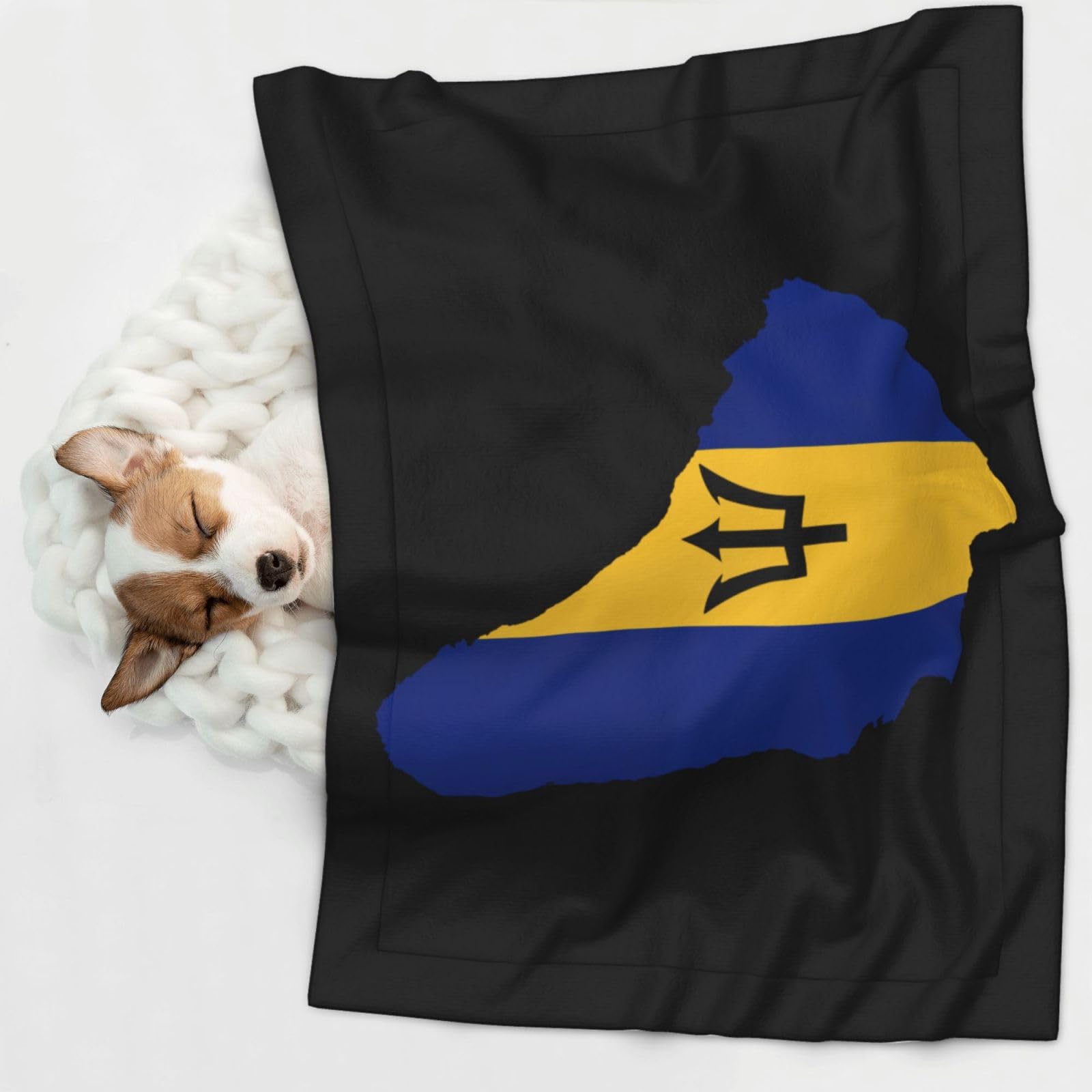 Barbados Flag Map Soft and Cozy Pet Blanket for Dogs and Cats - Versatile and Comfortable Medium