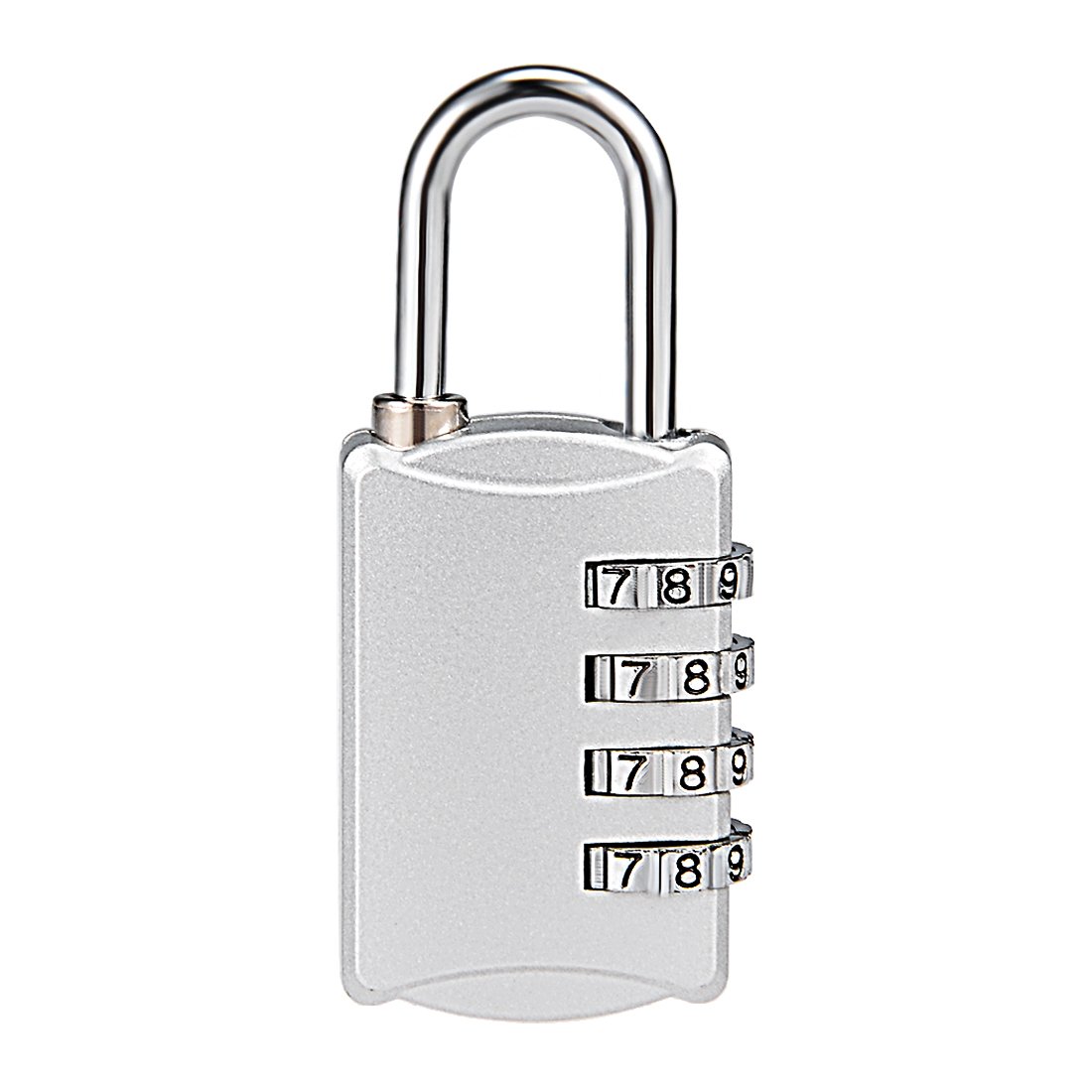 uxcell 4 Digit Combination Padlock, 4mm Shackle, Zinc Alloy Lock Waterproof Lock for Gym Locker Fence Suitcase Travel Outdoor, Silver Tone