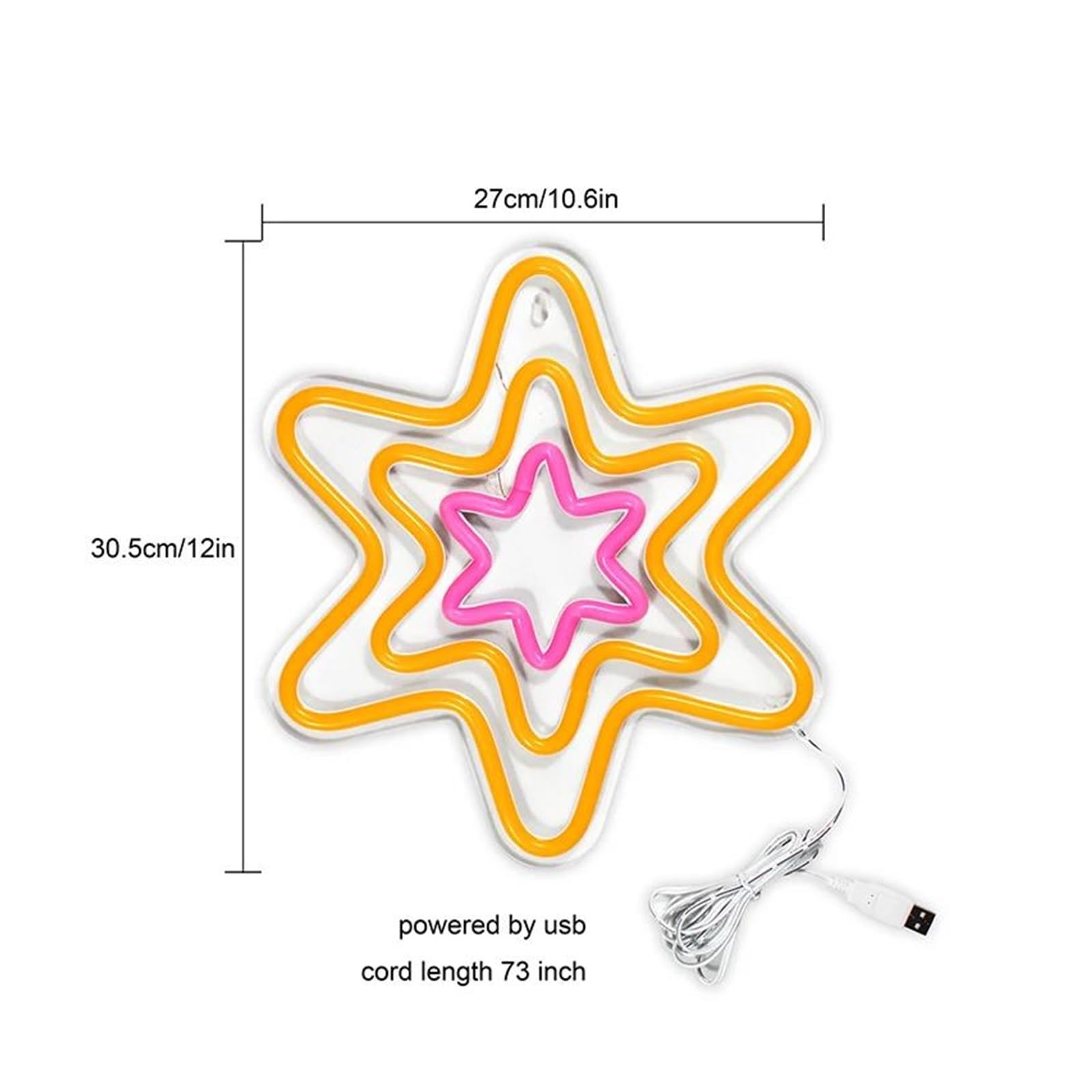 Néon Enseignes lumineuses Decor Panneau Néon Mural LED En Forme D'étoile Hexagonale, Pour Cadeaux De Noël, Boutique De Fête, Décor De Chambre D'enfants Kawaii, Alimentation USB