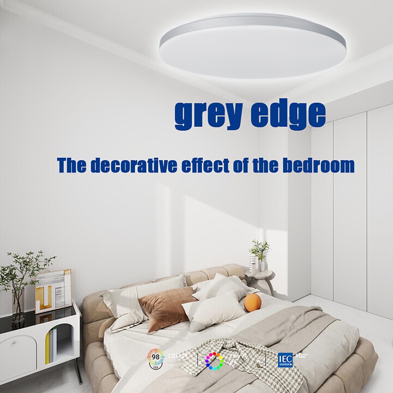 LED Tri-Proof Światło Sufitowe, Ultra Cienka Pyłoodporna Lampa Odporna Na Wilgoć, PVC PP, 6500K Cool White, Nowoczesne Światło Do Łazienki, Kuchni, Pomieszczenia, 30cm/11.8in -Grey