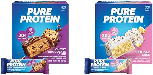 Pure Protein Barras, bocadillos nutritivos con alto contenido de proteínas para apoyar la energía y barras, alto contenido de proteínas, bocadillos