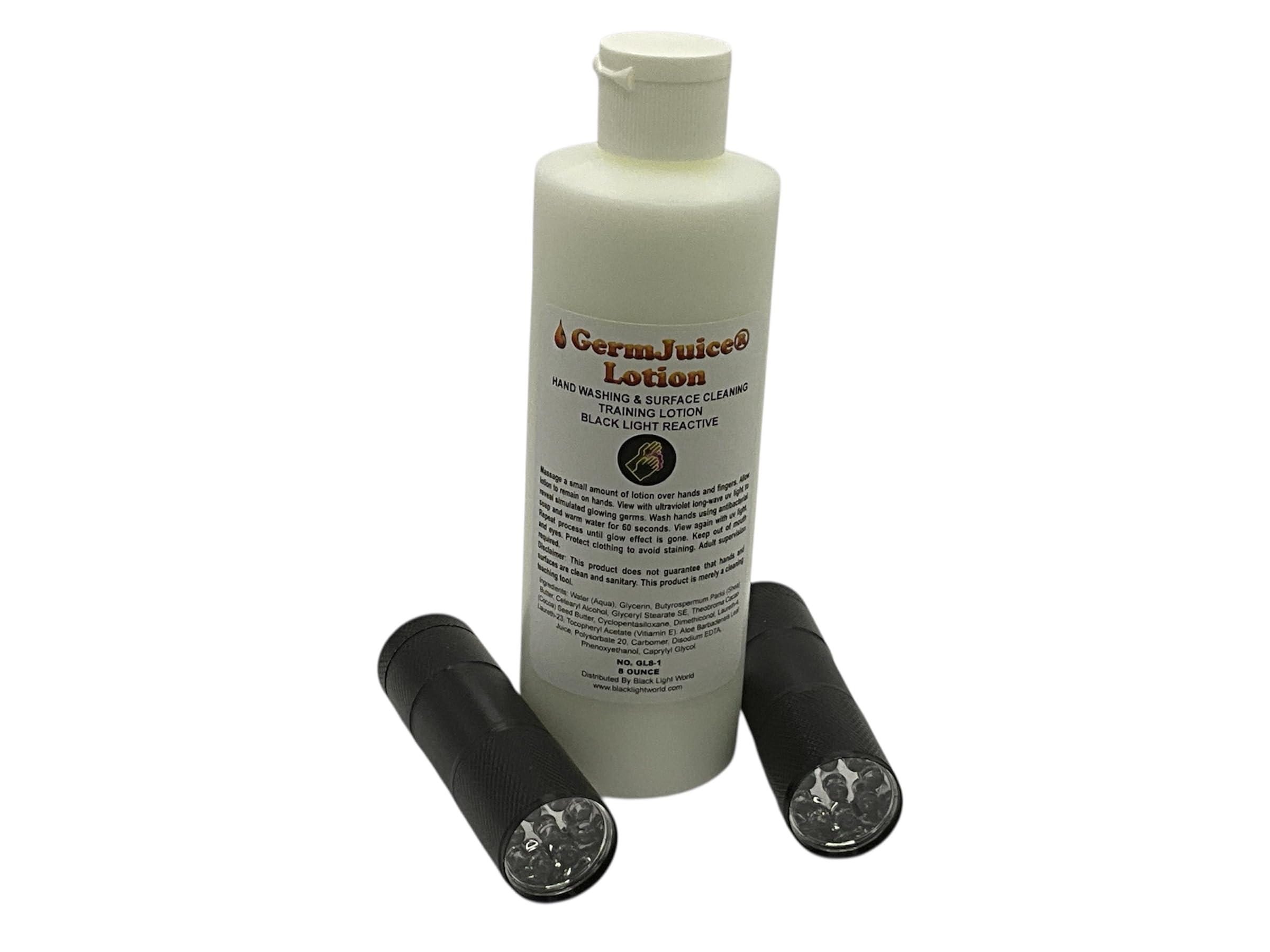 8 Ounce Hand Washing Training Lotion with Two Uv Flashlights