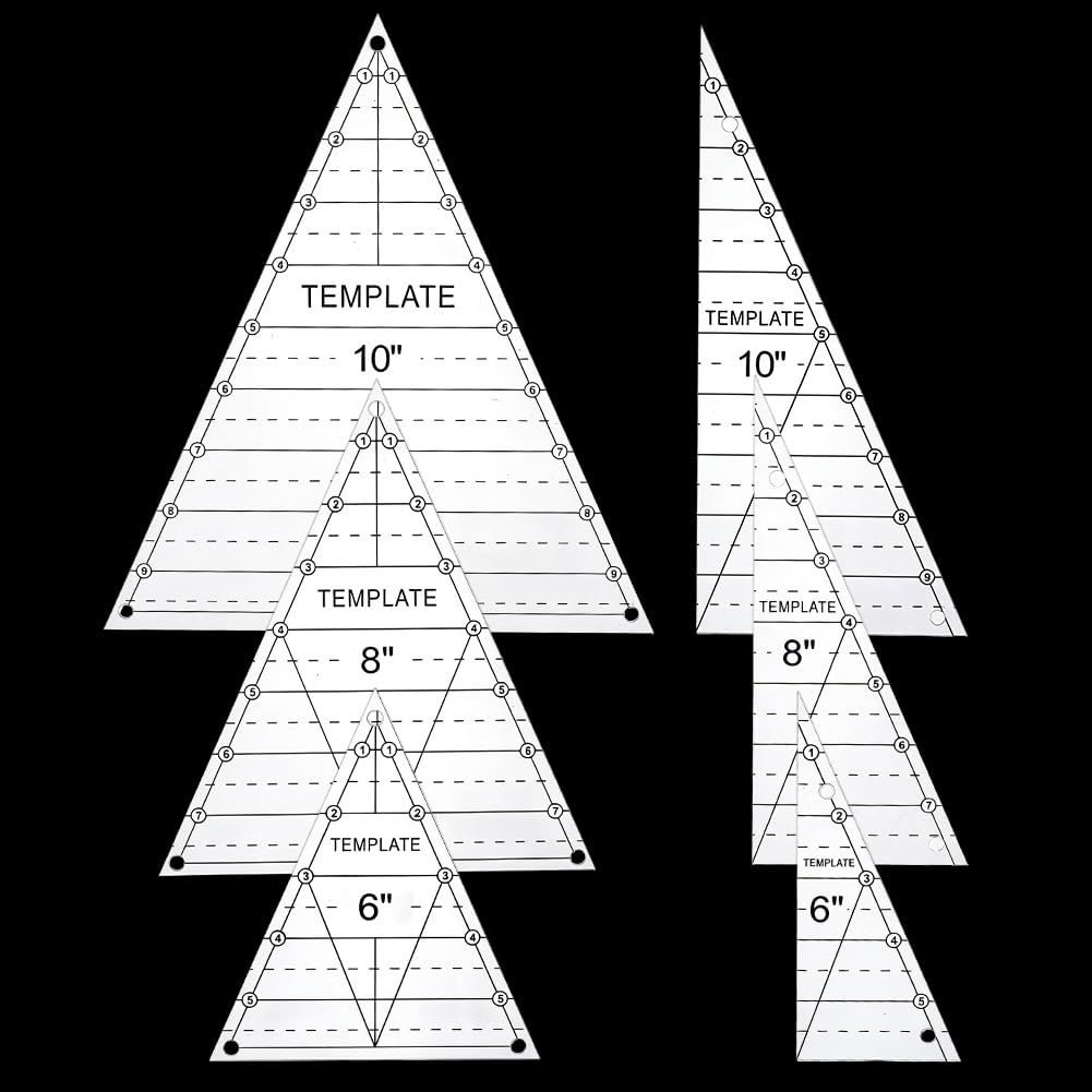 NBEADS 6 Pcs Triangle Quilting Rulers for Quilting Templates, Acrylic Sewing Ruler Wedge Triangle Quilting Rulers and Templates for Rotary Cutting Fabric Strip and Patchwork
