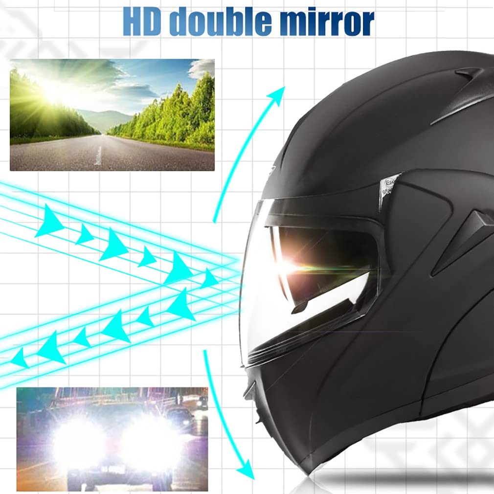 Kask szczękowy Bluetooth, kask integralny z certyfikatem DOT/ECE, kask modułowy z wbudowanym mikrofonem, automatyczna reakcja dla dorosłych, unisex, rozmiar: XS~XL