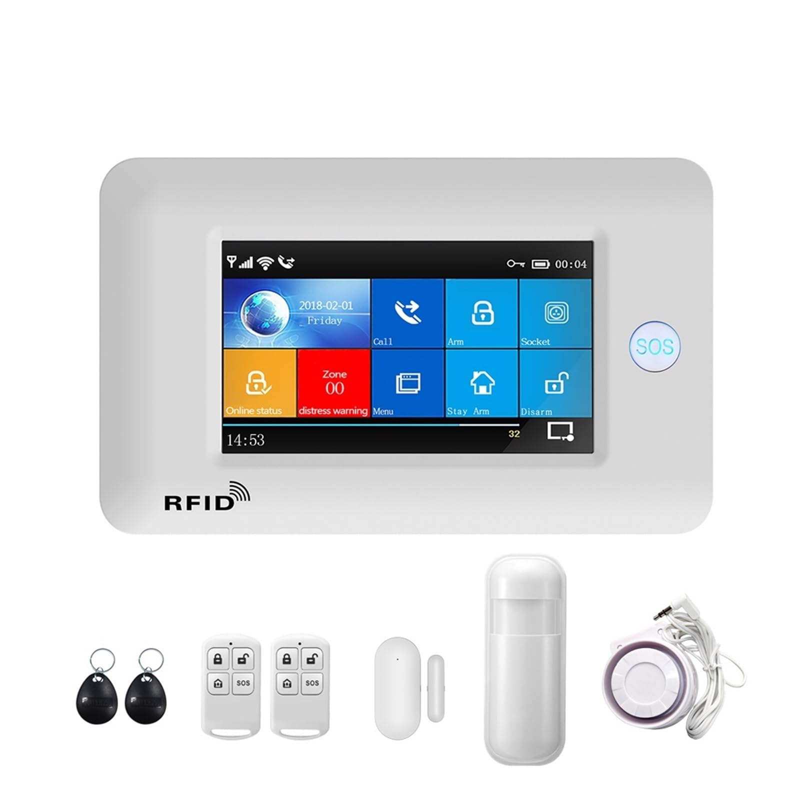 Sistemi Allarme Casa Di Allarme WiFi GSM Con Sensore Movimento RFID Card Security Antifurto App Smart Life(B.)