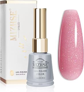 MIZHSE Pink UV Nail Polish 13ml Iridescent Gel Nail Art Starter Kit for Nail Art Soak Off Manicure