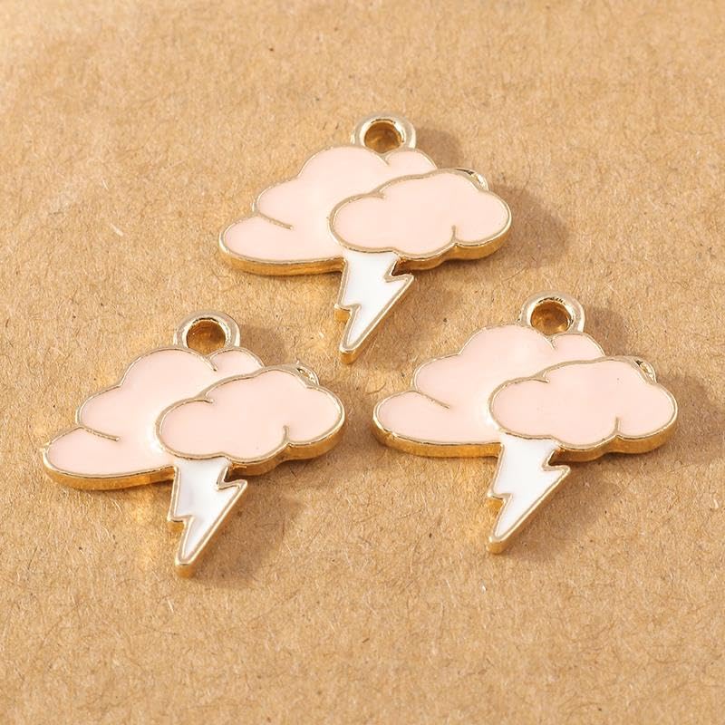 Ozdoby 10pcs urocze błyskawicy chmurki wisiorki do robienia naszyjnika DIY Bransoletka zaopatrzenia w rzeźbę