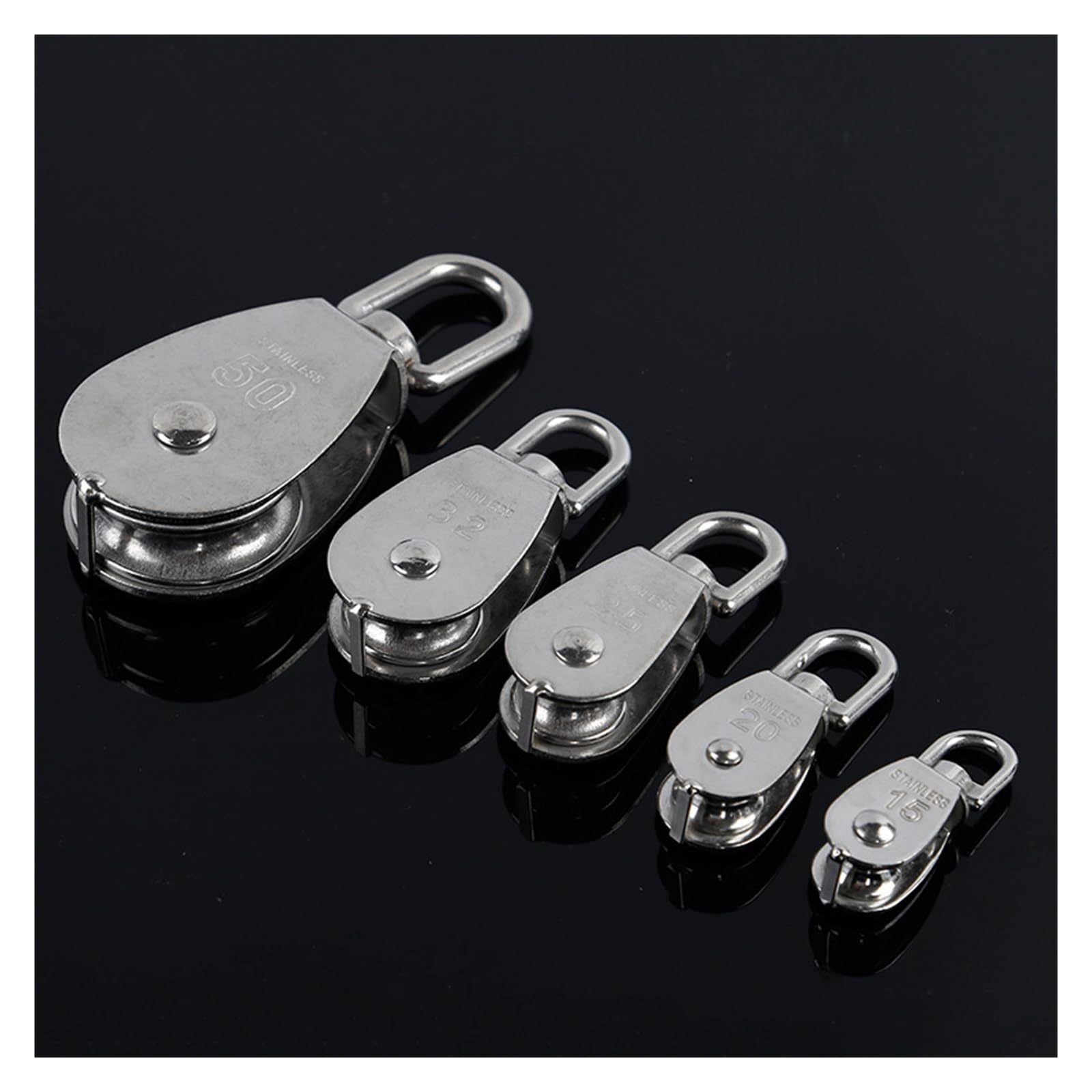 1 PCS Stainless Steel Pulley M15/M20 M25 M32 M50 Single Wheel Swivel Lifting Rope Pulley Set Lifting Wheel Tools(M25)