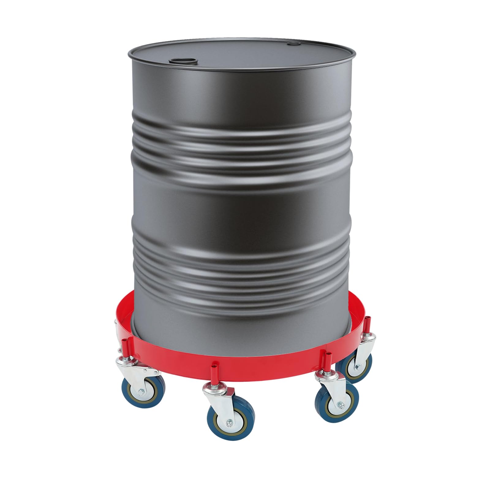 Fyssnn 8-Wheel Heavy Duty Drum Dolly Trolley for 55 Gallon Oil Drums, 907kg Load Capacity with Swivel Caster Wheels, Non-Tipping Design, Removal Cart for Heavy Barrels (Red)