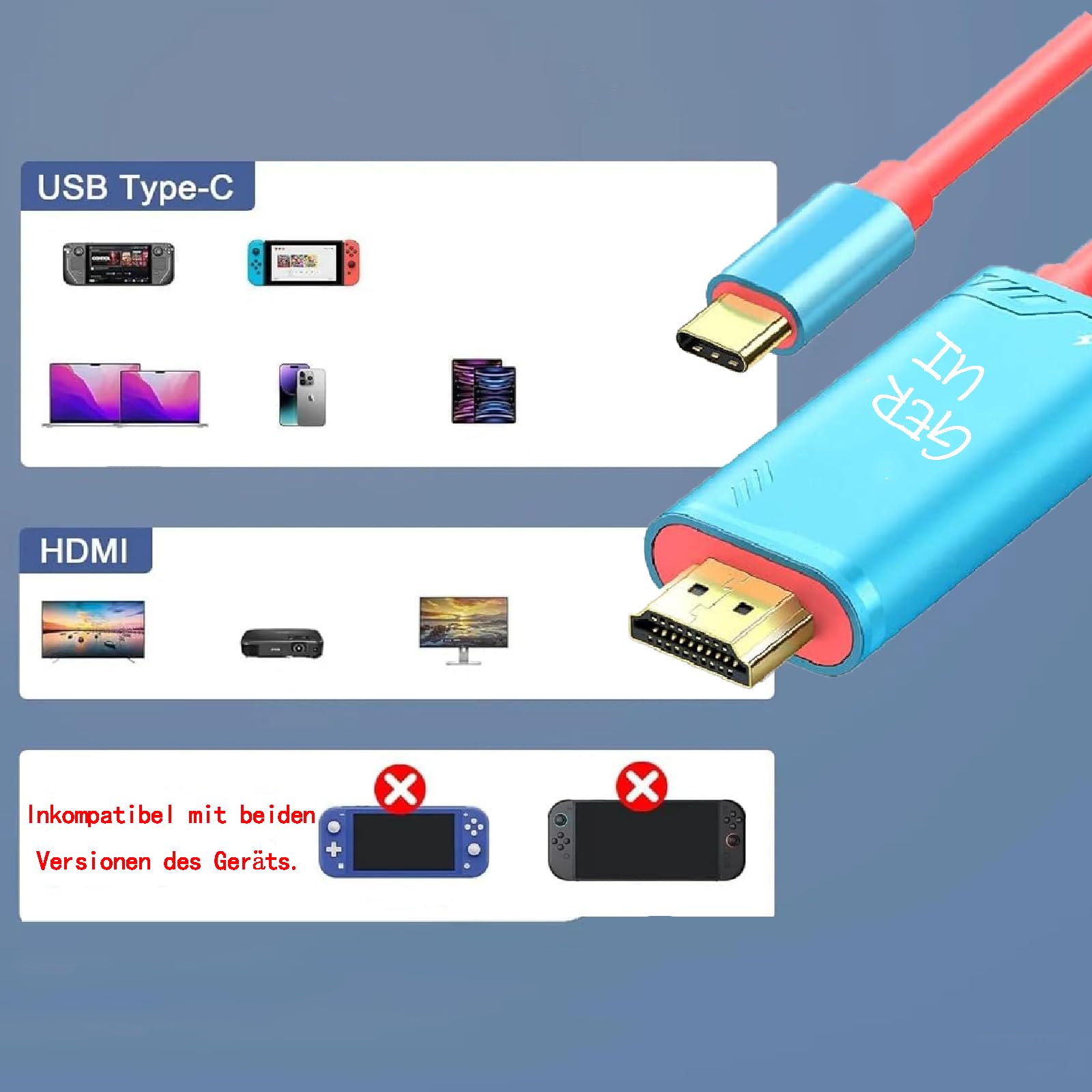 Adapter TV do Nintendo Switch/OLED, przenośny przełącznik stacji dokującej TV, typ C 100 W PD, 4K 30 Hz2 m, kabel TV mini