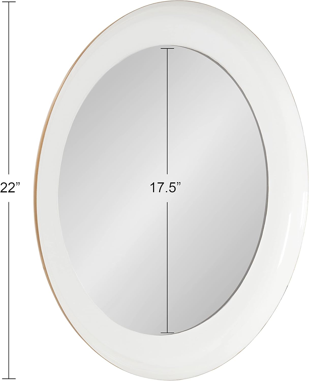 Kate and Laurel Laranya Modern Round Mirror; 22 Inch Diameter; White and Gold; Decorative Circle Mirror with Metal Frame and Glossy Hand Applied Finish