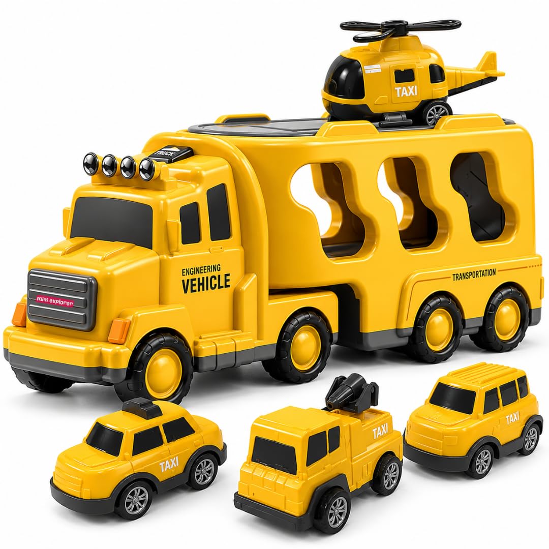 MiniExplorer 5 in 1 Police Trucks Boy Toys for 3-5 Year Old Toddlers - Toys for 3 4 5 6 7 Years Old Transport Vehicle Carrier Truck Sets Kids Boys & Girls — Amazon image 14