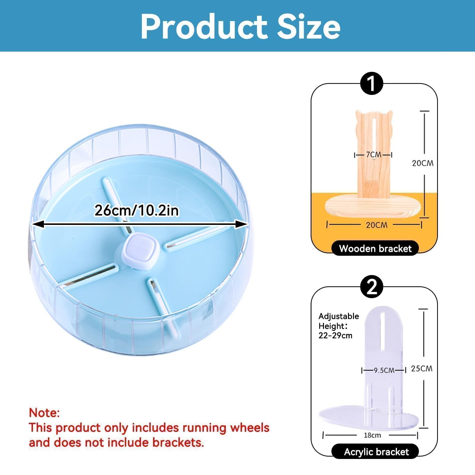 Roue De Hamster, Roues D'exercice Silencieuses Pour Hamster, Roues De Course Silencieuses Pour Gerbille Naine, Hamster Syrien, Rat, Souris(26cm-Bleu)
