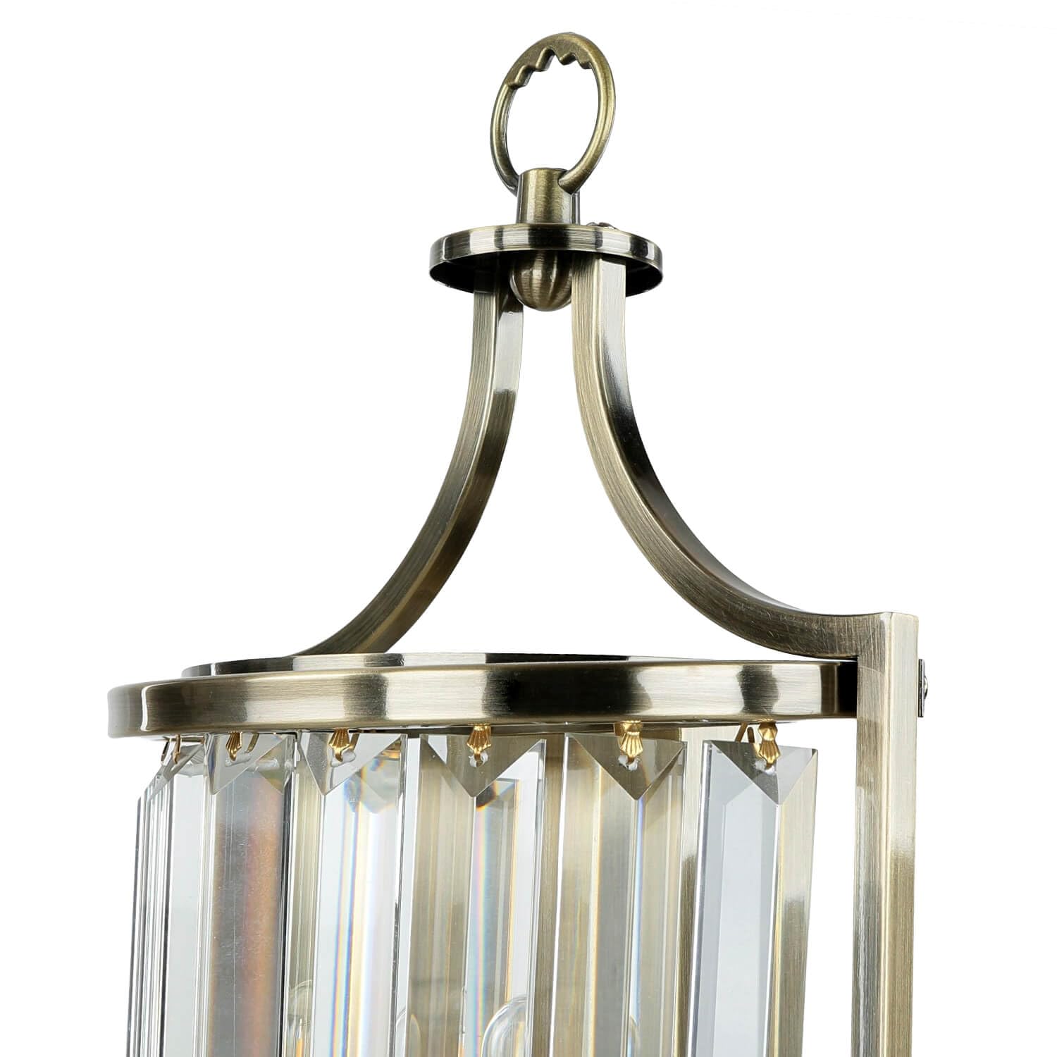 Licht-Erlebnisse Wandleuchte Kristall Glas Metall H: 35 cm in Messing antik Klar Jugendstil Art Déco E14 Wandlampe Wohnzimmer Beleuchtung Flur Treppe